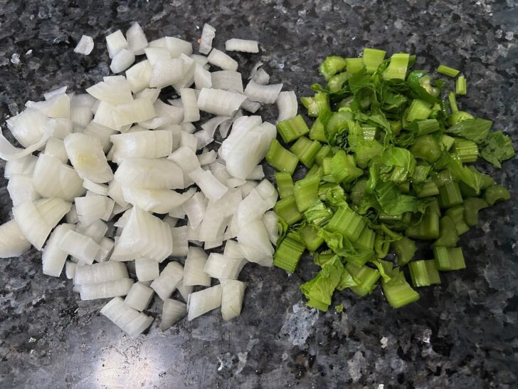 chopped onion and celery