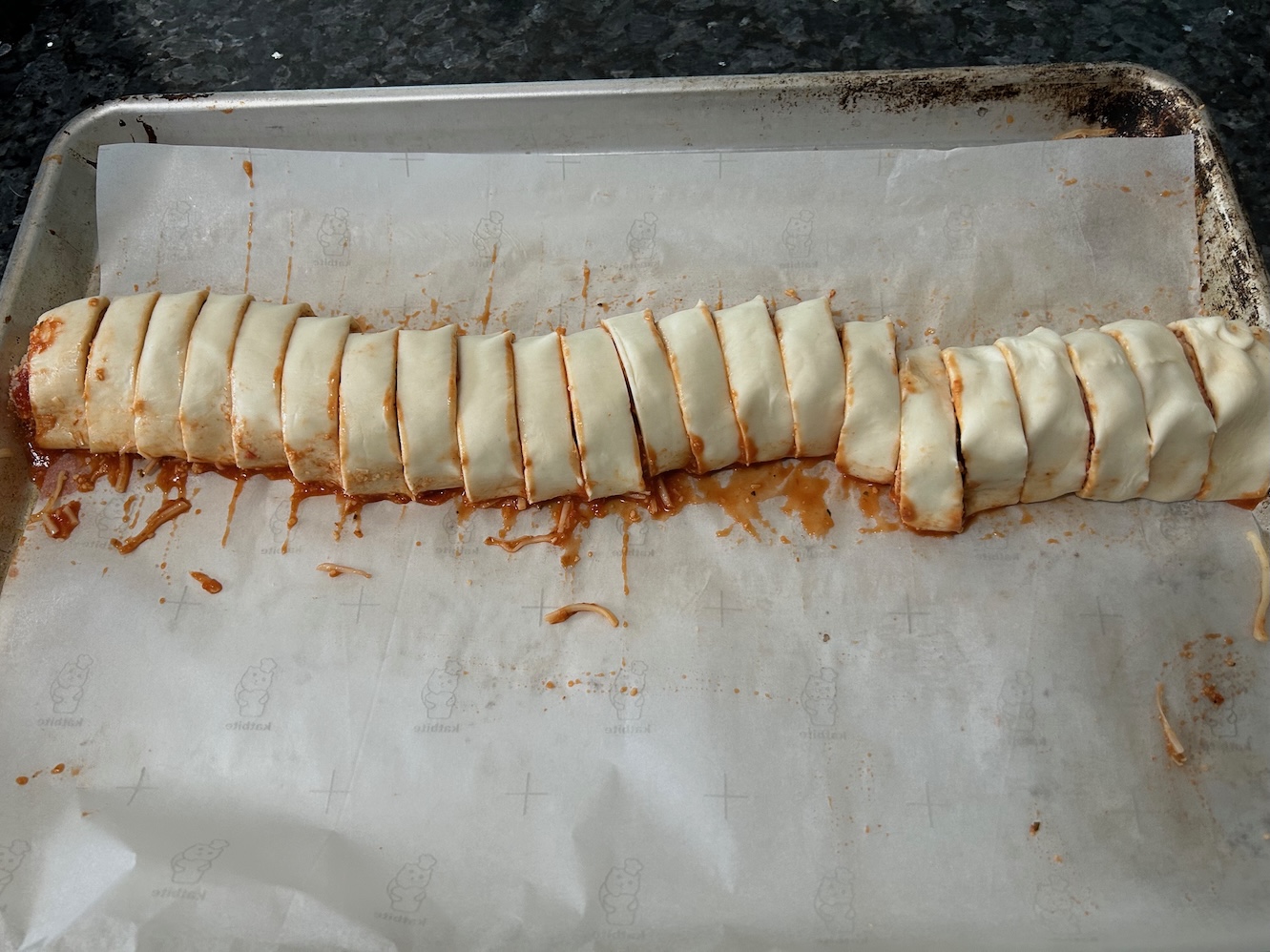 puff pastry "log" sliced into pieces