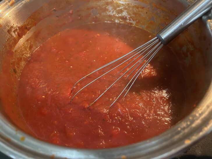 simmering tomato basil soup