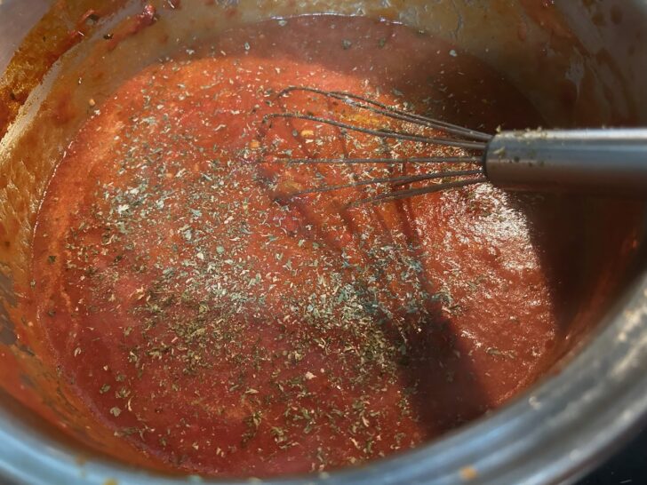 herbs on top pf tomato basil soup