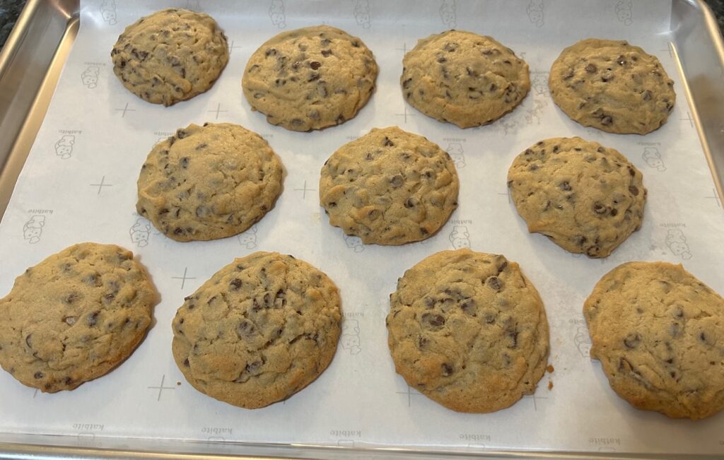 fresh from the oven Rolls Royce cookies on baking sheet