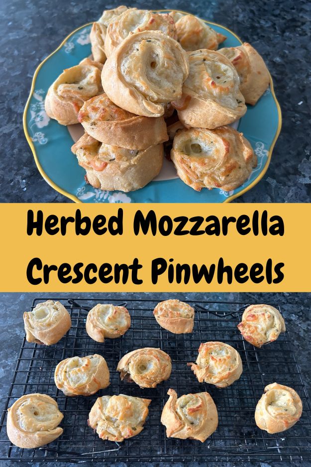 Herbed Mozzarella Crescent Pinwheels Pin for Pinterest
