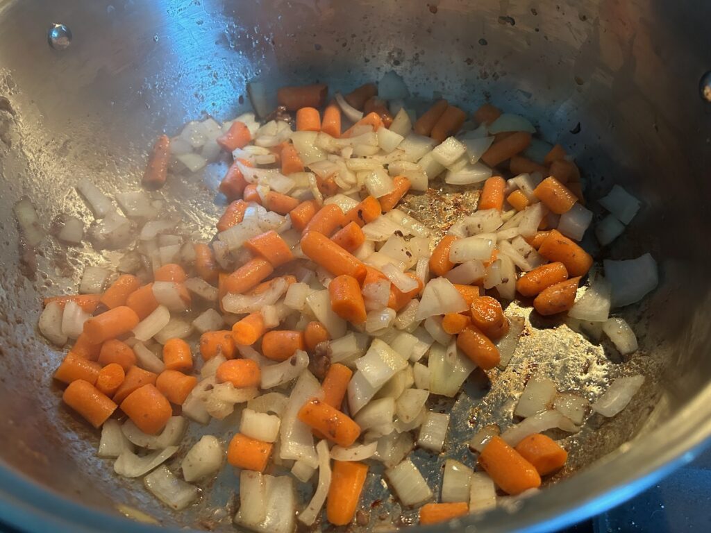 veggies in pot, simmering