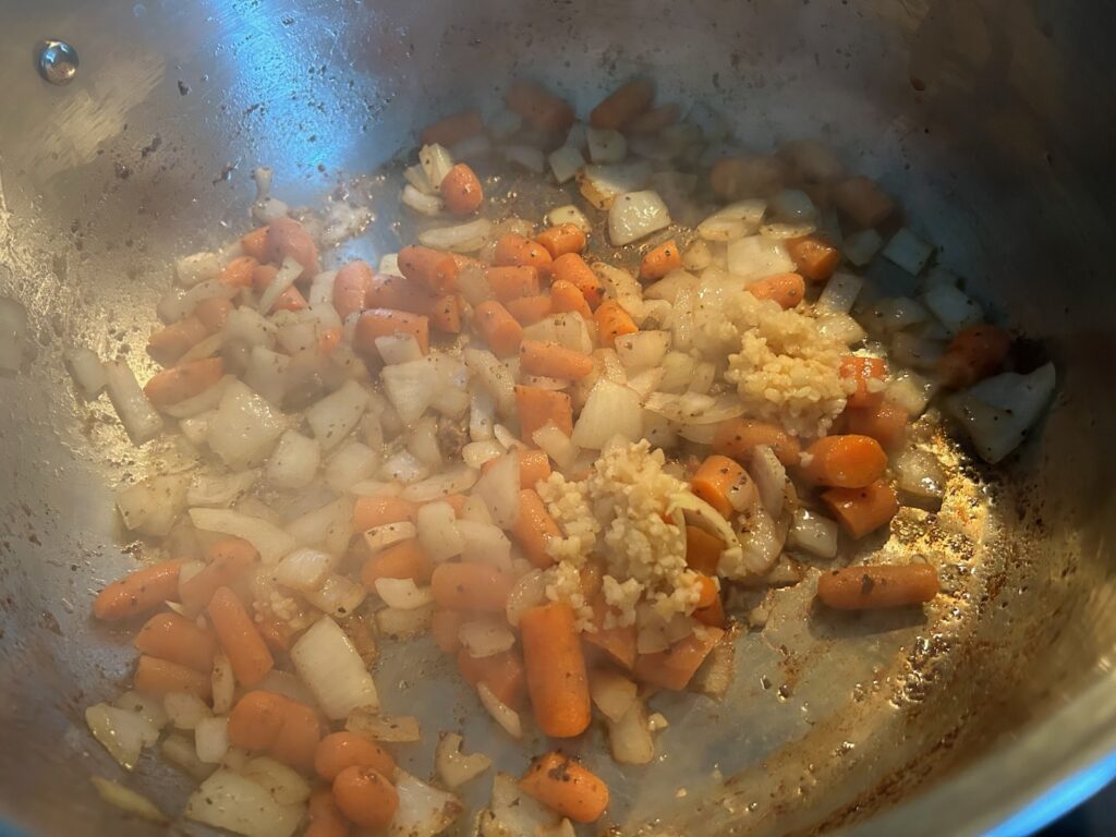 veggies in pot simmering