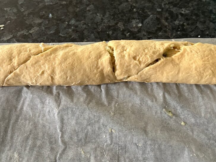 crescent roll dough, rolled into log