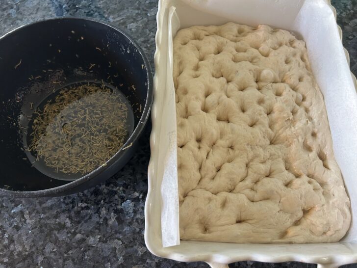 Rosemary Garlic Focaccia dough (dimpled)