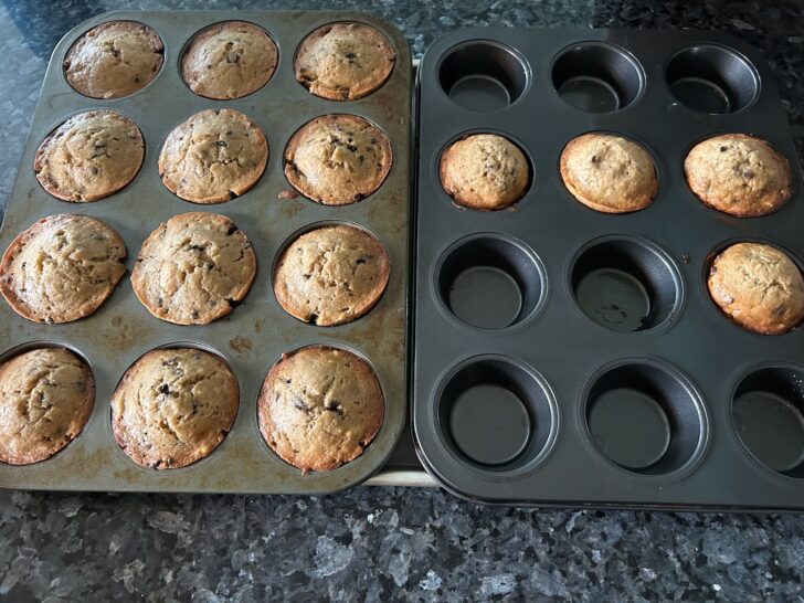 cannoli banana bread muffins in pan